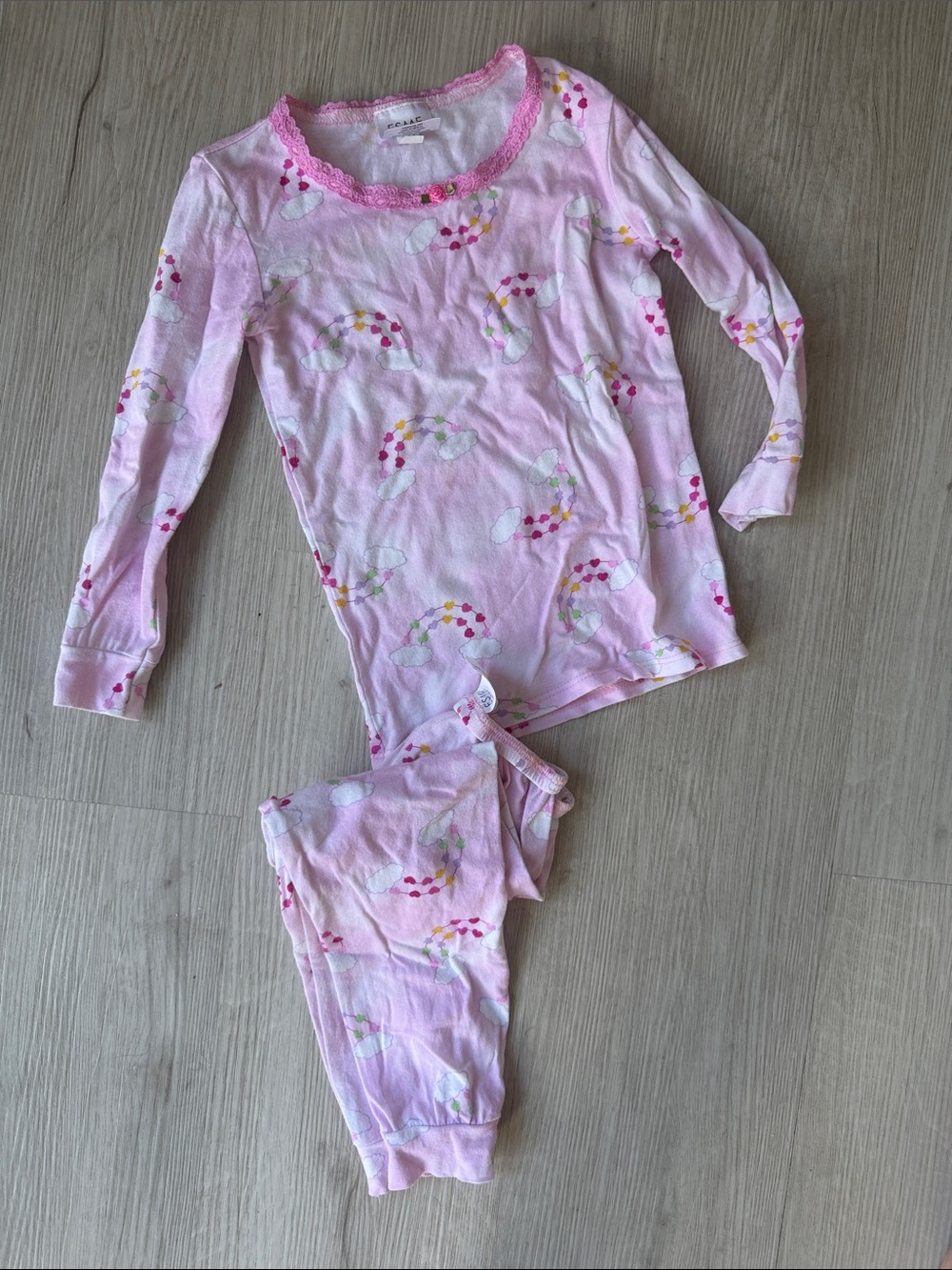 Esme girls' Pink rainbow Long-Sleeve Pajama Set